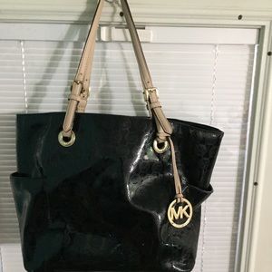 Michael Kors purse black tan trim